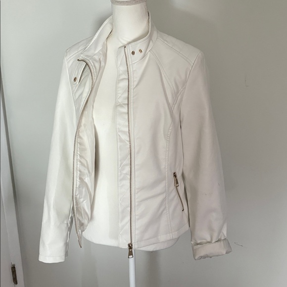 Ci Sono Jackets & Blazers - Ci Sono White Leather Moto Jacket M